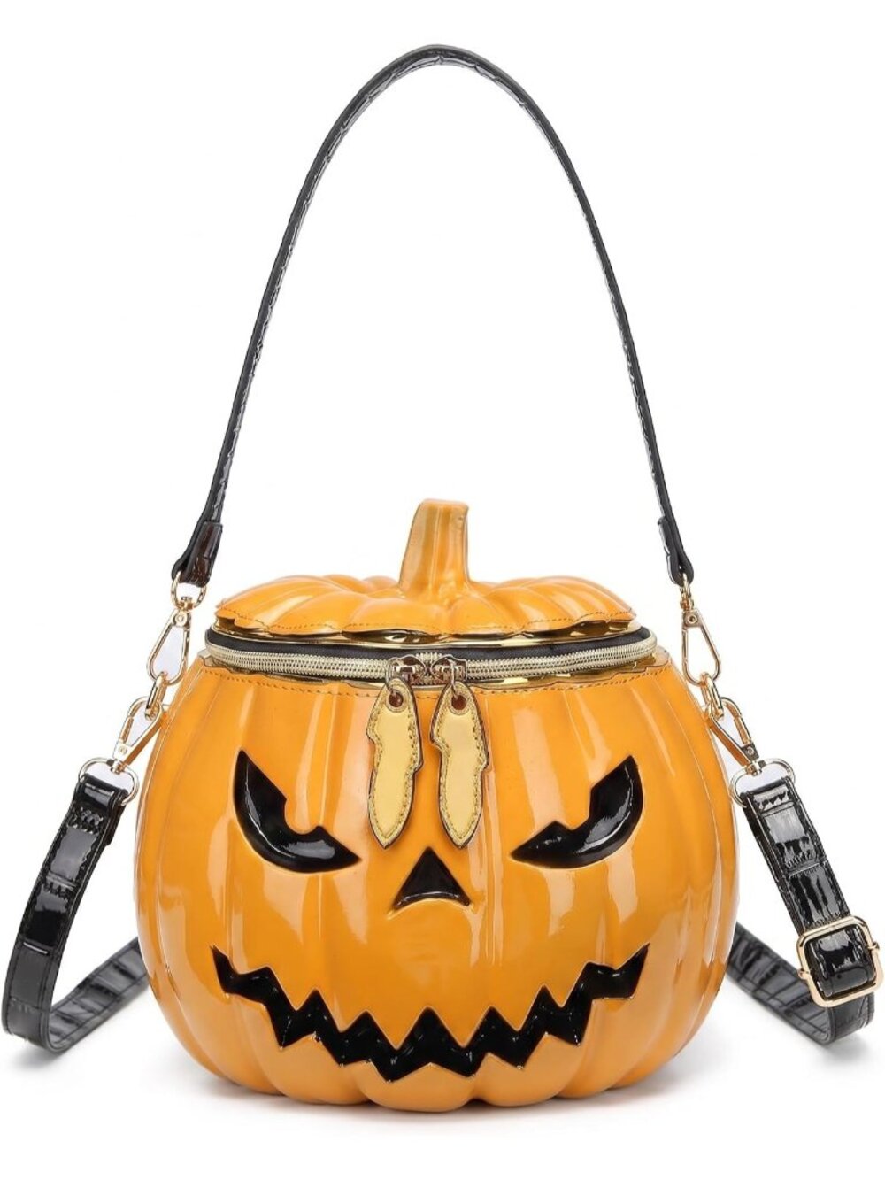 〽️Women Yellow Halloween Pumpkin Weird Novelty Horror Gothic Crossbody Purse Bag